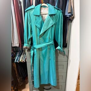 Teal Double-Breasted Trench Coat